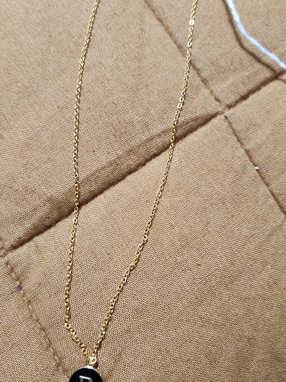 Classic Gold Chain Necklace with Black Pendant - Women Jewelry
